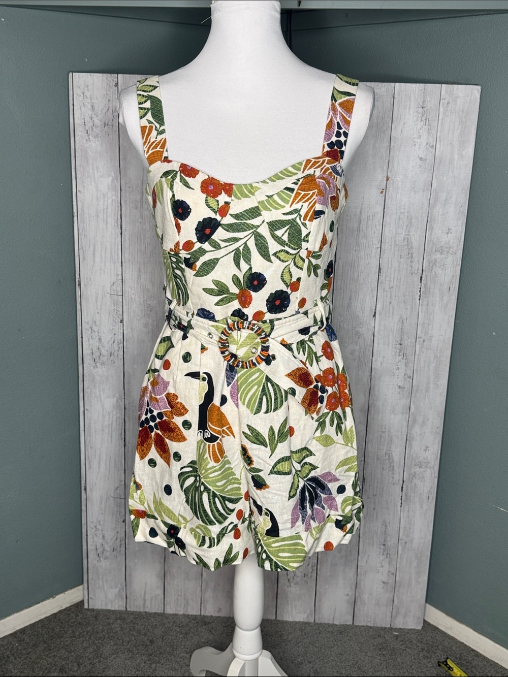 House of Harlow 1960 shorts Jumpsuit in Cream, Green, Purple, Navy and Rust